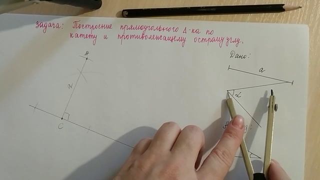 Построение прямоугольного треугольника по катету и противолежащему острому углу смотреть онлайн