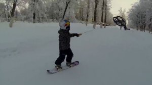 Покатушки на сноуборде с дроном