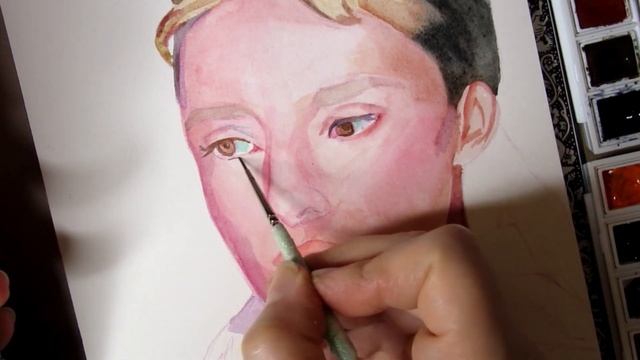 Тестирую акварельную бумагу Arches-рисуем вместе Одри Хепберн. смотреть онлайн