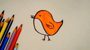 Милая птичка// Рисуем птицу фломастерами// Видео для детей/ draw a bird/ video for children