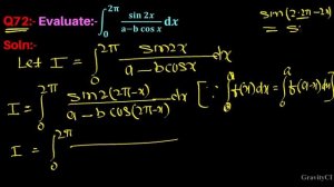 Q72 | Integral 0 to 2 pi sin 2x / a - b cos x dx | Integrate sin 2x / a - b cos x dx from 0 to 2 pi