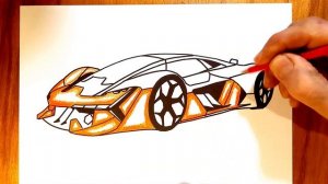 Как нарисовать машину Ламборгини / how to draw a sports car Lamborghini Terzo Millennio
