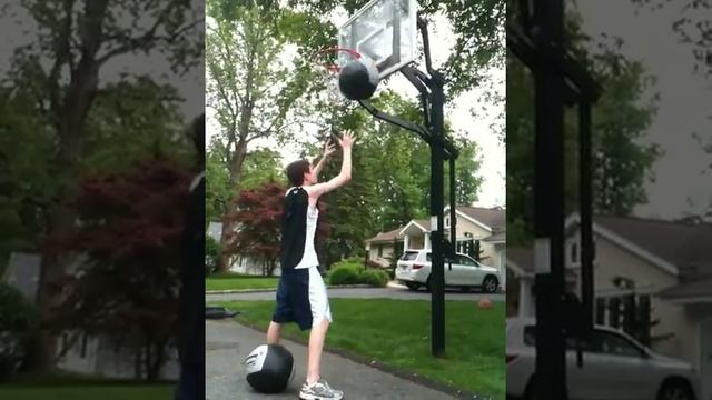 Wall Ball on to Basketball Backboard