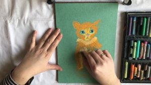 Рисуем котенка масляной пастелью