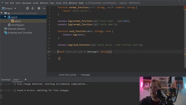 Learn TypeScript - Function and type defined variables to input and output - TypeScript tutorial