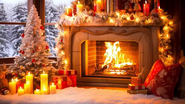Winter Ambience Christmas Music ❄️ Relaxing Fireplace Instrumental Music 🔥 Cozy Fireplace Backgroun смотреть онлайн