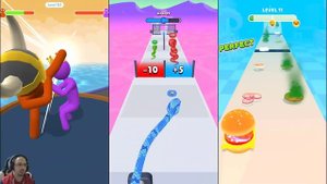 GIANT RUSH vs SNAKE RUN RACE vs BURGER RUSH - Satisfying Triple Gameplay BEST android GAMES