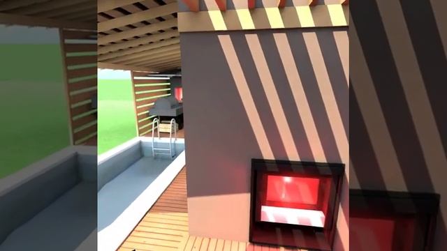 design бани с бассейном, барбекю и перголы над банной печью двойного назначения (камин и печь) смотреть онлайн