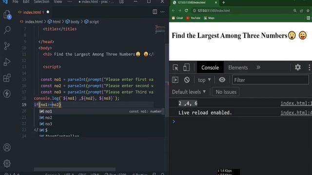 Find the Largest Among Three Numbers In JavaScript || JS Program for Beginners in 2022