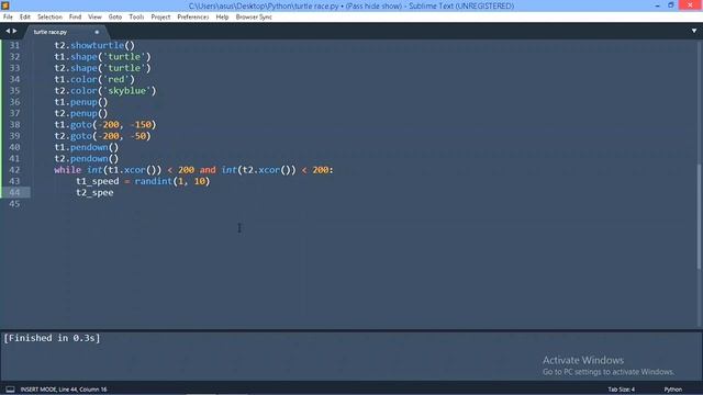 Python Turtle Race Game  | Python Tutorial | Python for beginners