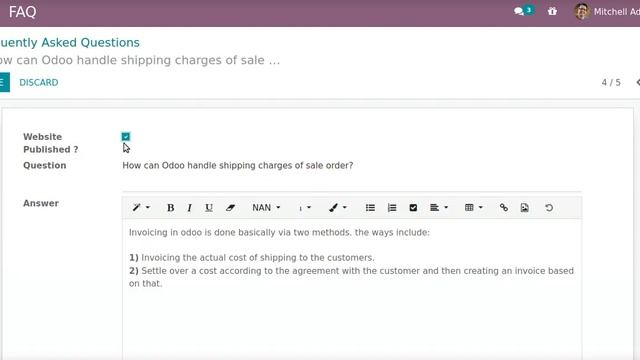 How to Add Frequently Asked Questions and Answer in Website  Odoo App Feature odoo16