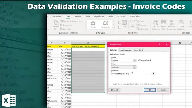 Data Validation Examples In Excel | Product Codes Or Invoice Number | AND, LEFT, RIGHT, LEN Functio смотреть онлайн