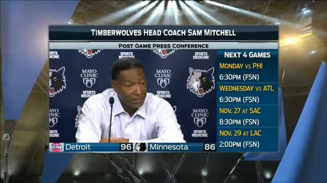 Sam Mitchell after the Wolves' loss to Detroit