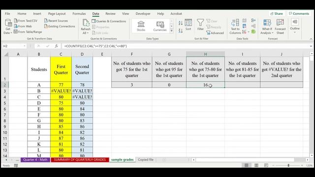 Using COUNTIF and COUNTIFS to count classification of students' grades using EXCEL | RYAN'S BOARD смотреть онлайн