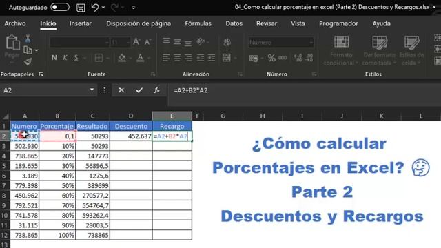 Como calcular Porcentajes en Excel, Descuentos y Recargos смотреть онлайн