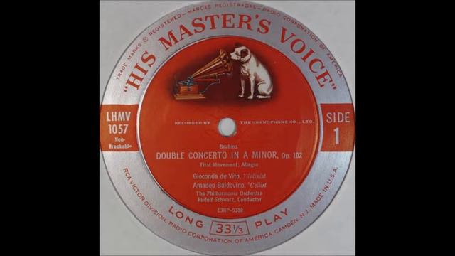 Brahms Double Concerto  Gioconda De Vito  Amadeo Baldovino  1stmov