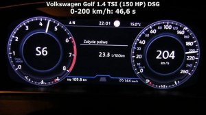 Volkswagen Golf 1.4 TSI (150 HP) DSG acceleration: 0-100 km/h, 0-200 km/h :: 1001cars