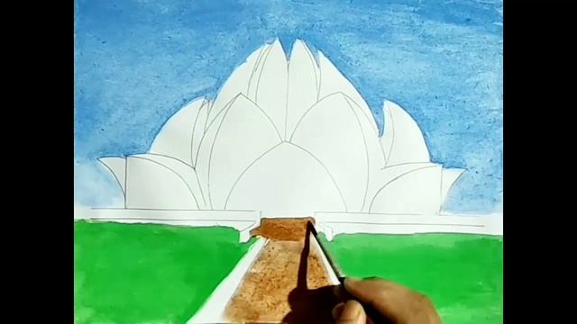 Lotus temple drawing, How to draw Lotus temple. || Temple Drawing, Watercolor painting. смотреть онлайн