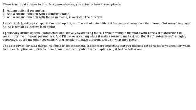 Code design: introduce new method vs add optional parameter to existing method смотреть онлайн