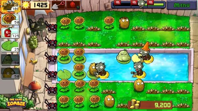 Spikeweed blocks every move of zombies | Plant vs zombie 1 (Pool level 7) смотреть онлайн