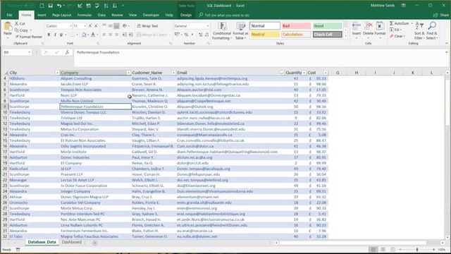 Excel Hacks - SQL Dashboard