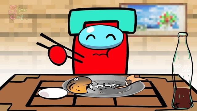 AMONG US  MINECRAFT FOOD MUKBANG! | MUKBANG ANIMATION | SLIME CAT