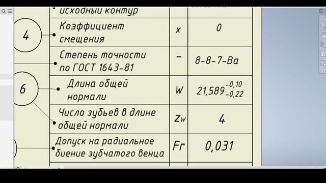 Чертёж шестерни. Длина общей нормали. Часть 2. Лекция 27