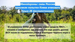 Минобороны: силы России пресекли попытки Киева атаковать Крым 25 беспилотниками
