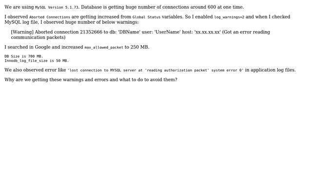 How to avoid/prevent Aborted Connections in mysql? смотреть онлайн