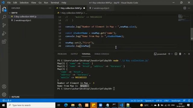 Day 10 Part 2 JavaScript  Map and WeakMap with examples