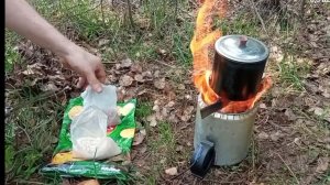 шышечница дровожорка. щепочница из бидона. готовлю обед в походе себе и завариваю чай на щепоточнице