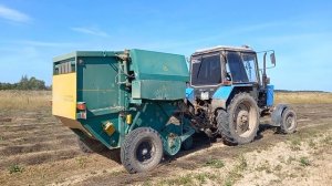 Прессование льнотресты. МТЗ 82 с ПРЛ-150АМ