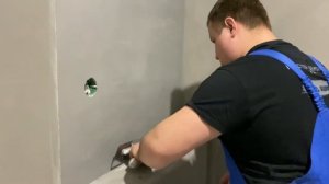 Сделай САМ Силиконовая штукатурка в ванной комнате Loft Бетон