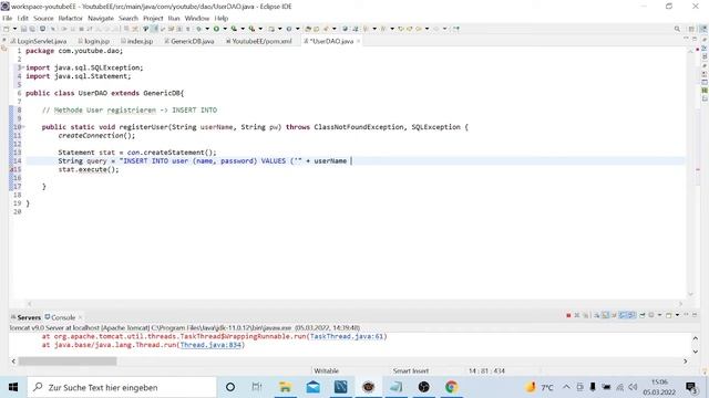 Java EE Datenbank INSERT | Java EE Tutorial deutsch