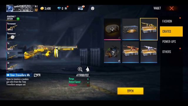 WowPermanent Golden Thomson Gun Skill  Open The Box.Garena Free Fire