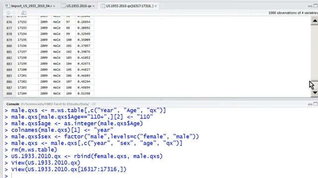 Import HMD Life Tables from Excel into RStudio смотреть онлайн