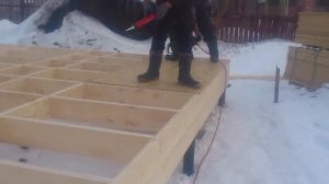 монтаж ОСП плиты на лаги пола