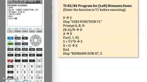 Reimann Sum TI-84 Programming