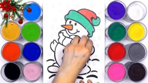 Как нарисовать веселого снеговика из песка. Раскраска для детей.  BabyBox art