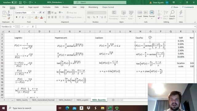 Parametric Value-at-Risk (VaR) beyond normality: five quantile functions (Excel)