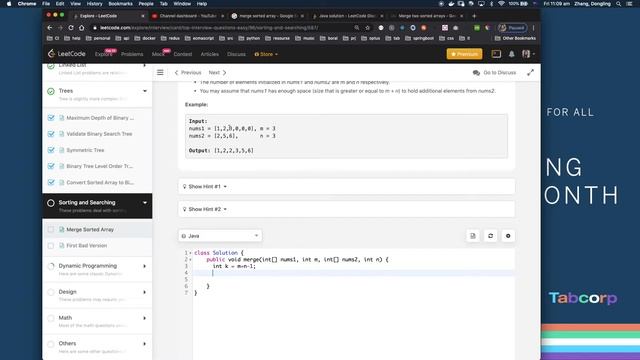 Leetcode q88  Merge Sorted Array | Java