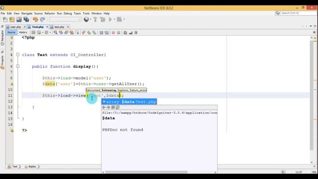 CodeIgniter Read Records from database CRUD