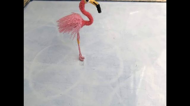Tiny Flamingo crochet - Amigurumi  - dollhouse - Box gift handmade