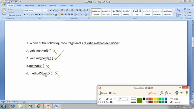 Method Definition in Java MCQ in tamil смотреть онлайн