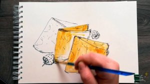 БЛИНЧИКИ | Скетчинг акварелью для начинающих | Фуд скетчинг