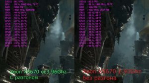 Rise of the Tomb Raider - Xeon x5670 2.93Ghz vs Xeon x5670 3.96Ghz - GTX 1060
