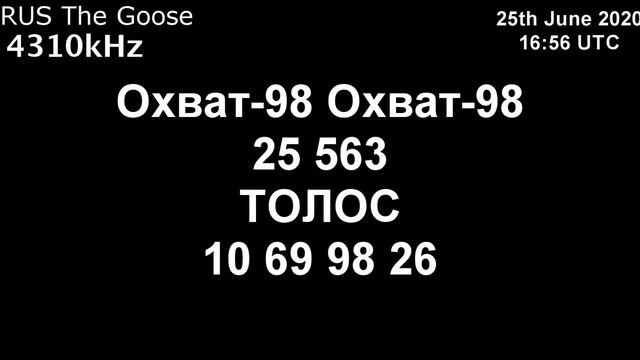 Гусь 4310kHz Охват-98 Сообщение 25 июня 2020 года 16:56 UTC