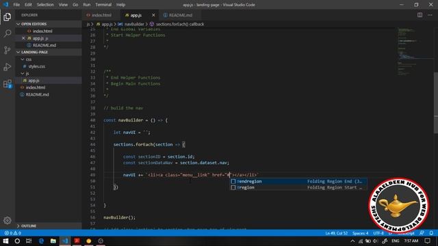 Landing  Page JavaScript Implementation Part 1