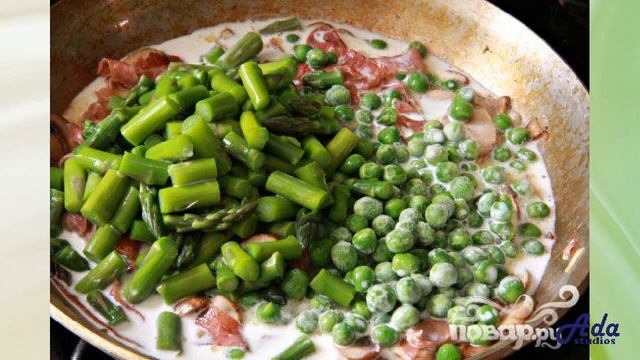 ★На Новый Год★ ФЕТТУЧИНИ СО СПАРЖЕЙ, ЗЕЛЕНЫМ ГОРОШКОМ И ВЕТЧИНОЙ ★ смотреть онлайн