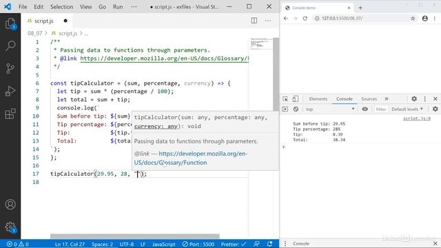 JavaScript Tutorial - writing REUSABLE CODE with functions